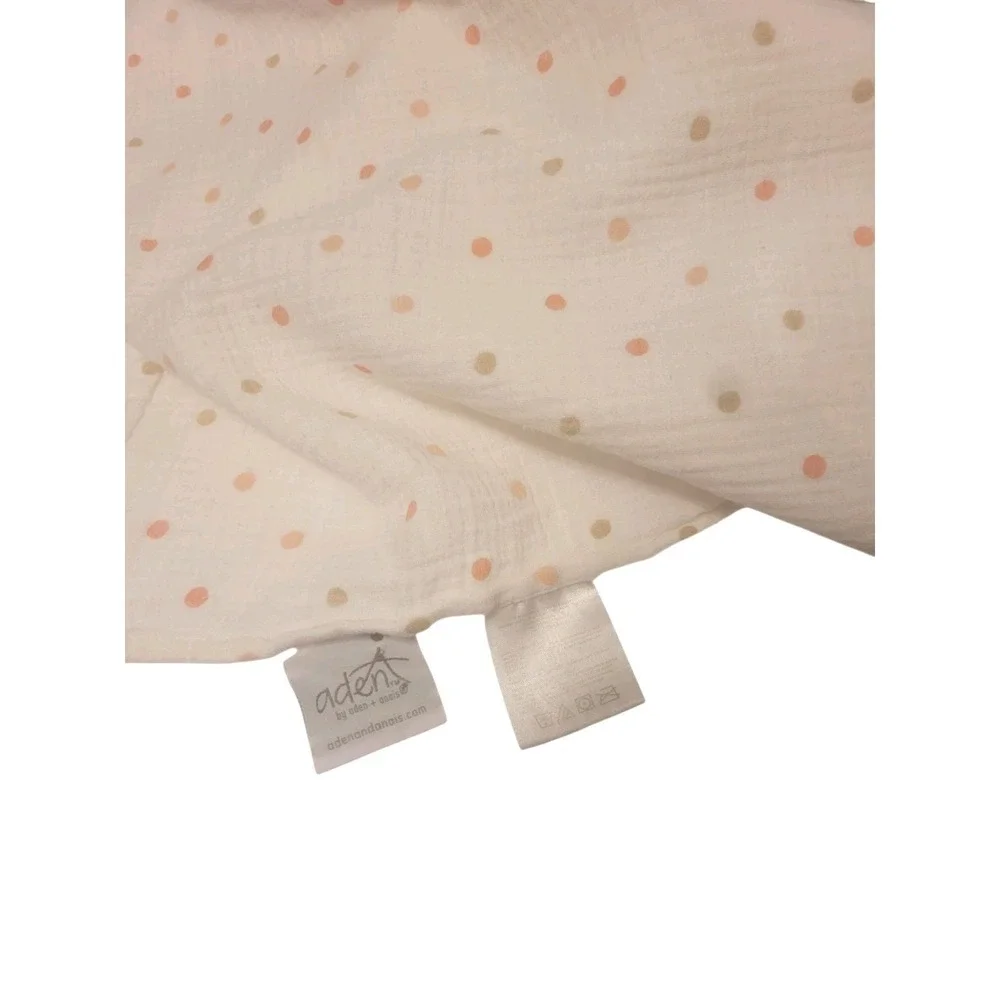Aden by Aden + Anais ‎ Swaddle Blanket White Pink Brown Tan Polka Dot Muslin